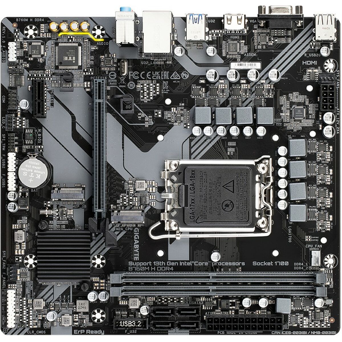Moderkort Gigabyte B760M H 1700 MATX INTEL B760 EXPRESS LGA 1700 - 3