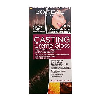 Färg utan ammoniak L'Oreal Make Up Casting Creme Gloss Kallt kastanjebrunt Nº 415-Castano Helado 180 ml