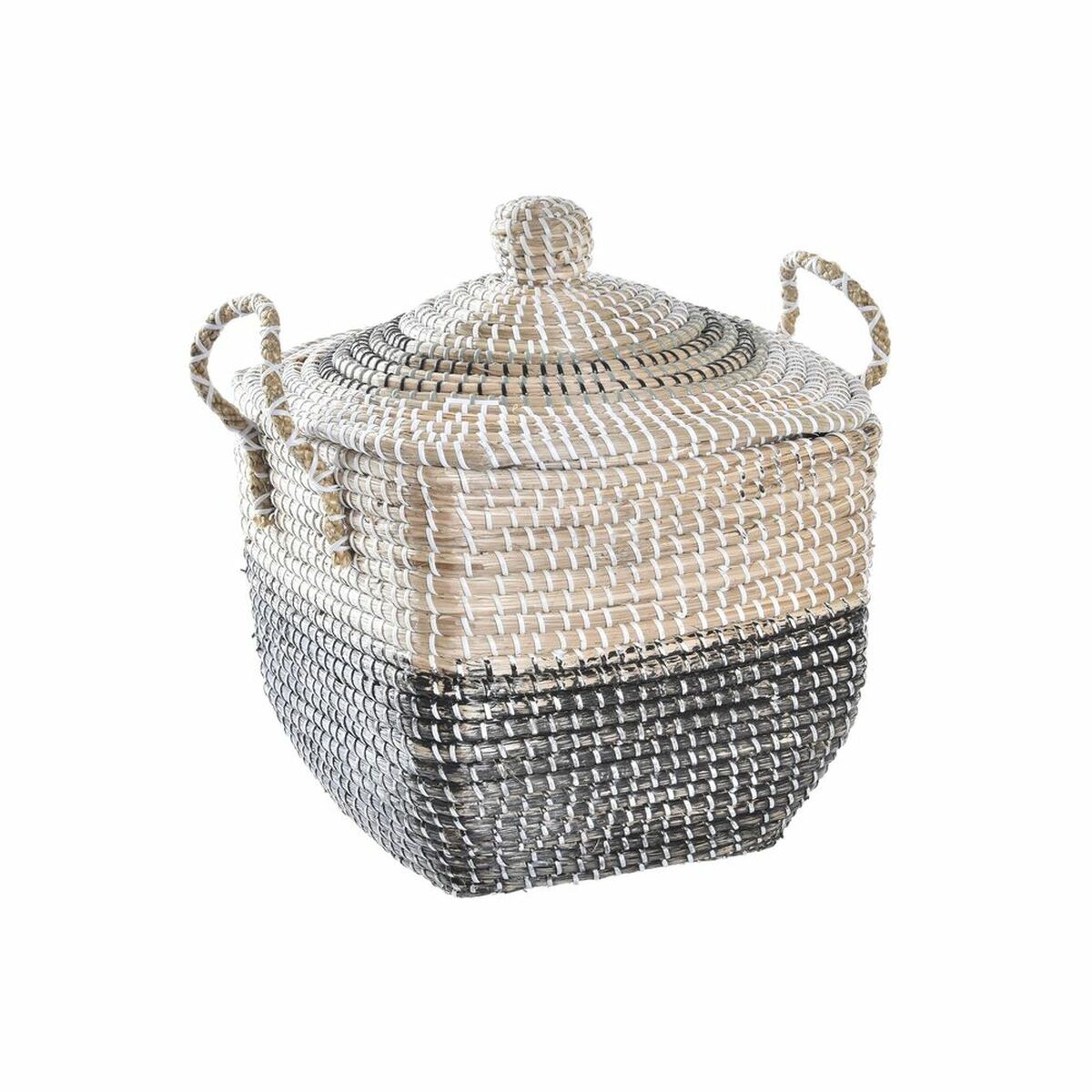 Dekorativ korg DKD Home Decor Grå Naturell Boho 45 x 35 x 43 cm - 3