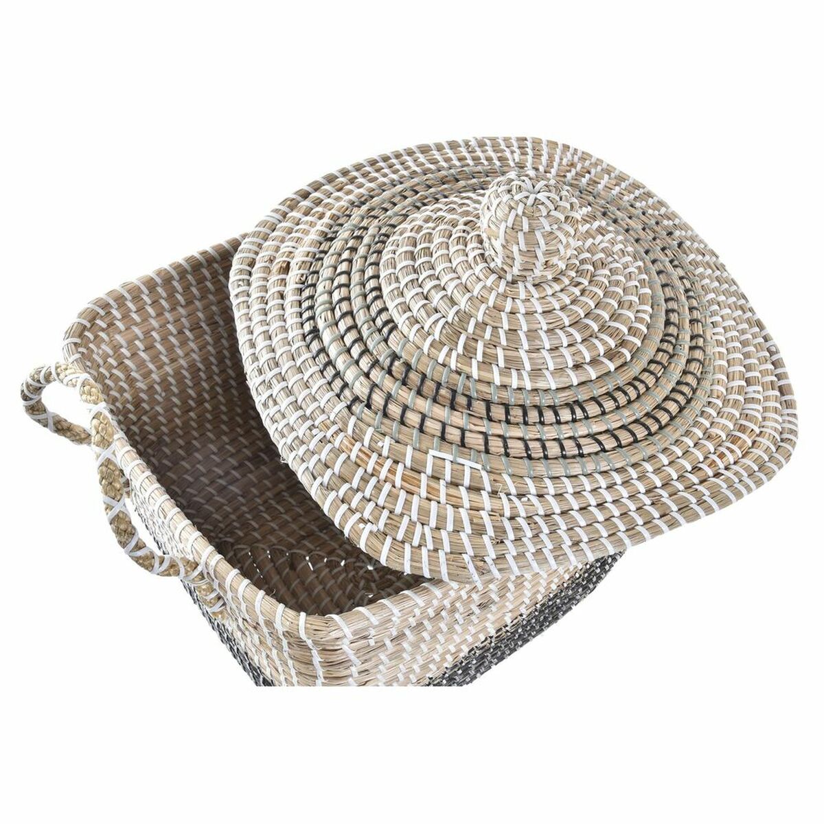 Dekorativ korg DKD Home Decor Grå Naturell Boho 45 x 35 x 43 cm - 6