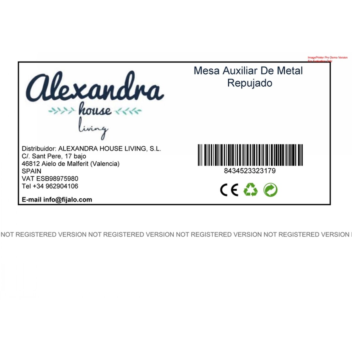 Sidobord Alexandra House Living Gyllene Aluminium Trä MDF 38 x 12 x 38 cm - 2