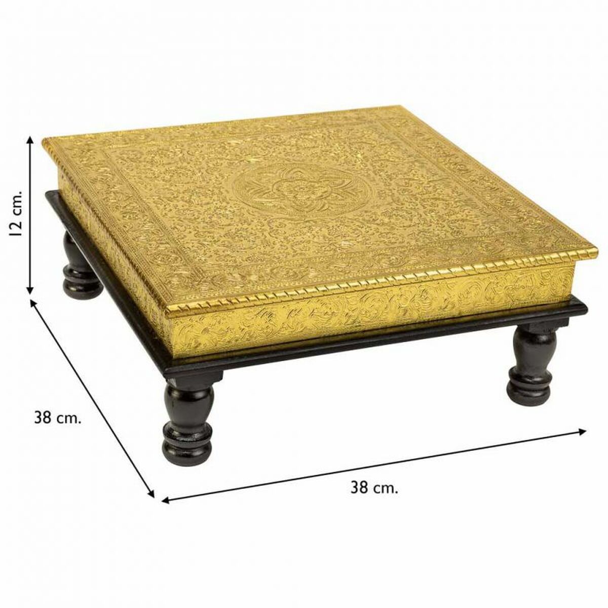 Sidobord Alexandra House Living Gyllene Aluminium Trä MDF 38 x 12 x 38 cm - 5