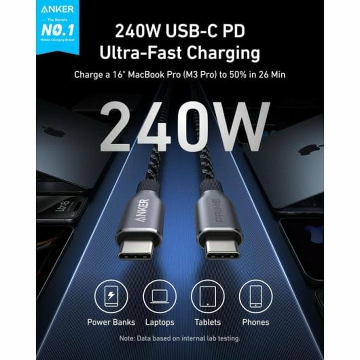 USB-C-kabel Anker Grå - 6