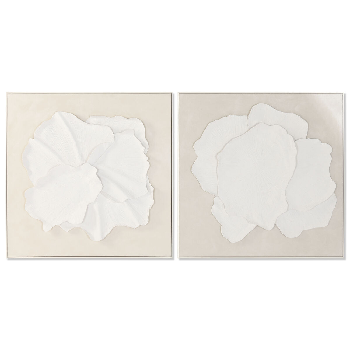 Kanvas Home ESPRIT Vit Beige Abstrakt Skandinavisk 102,5 X 4,5 X 102,5 CM (2 antal)