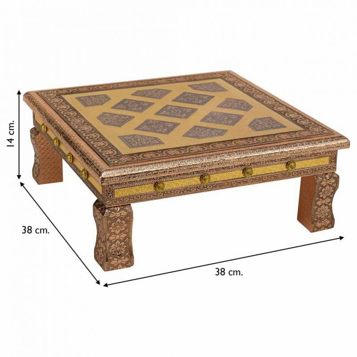 Sidobord Alexandra House Living Koppar Aluminium Trä MDF 38 x 14 x 38 cm - 5