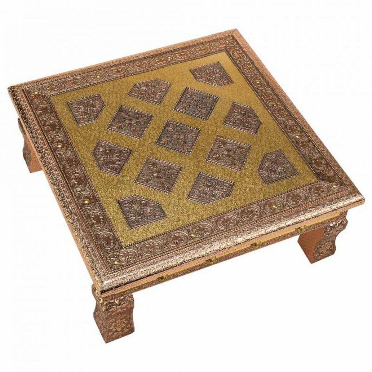 Sidobord Alexandra House Living Koppar Aluminium Trä MDF 38 x 14 x 38 cm - 3