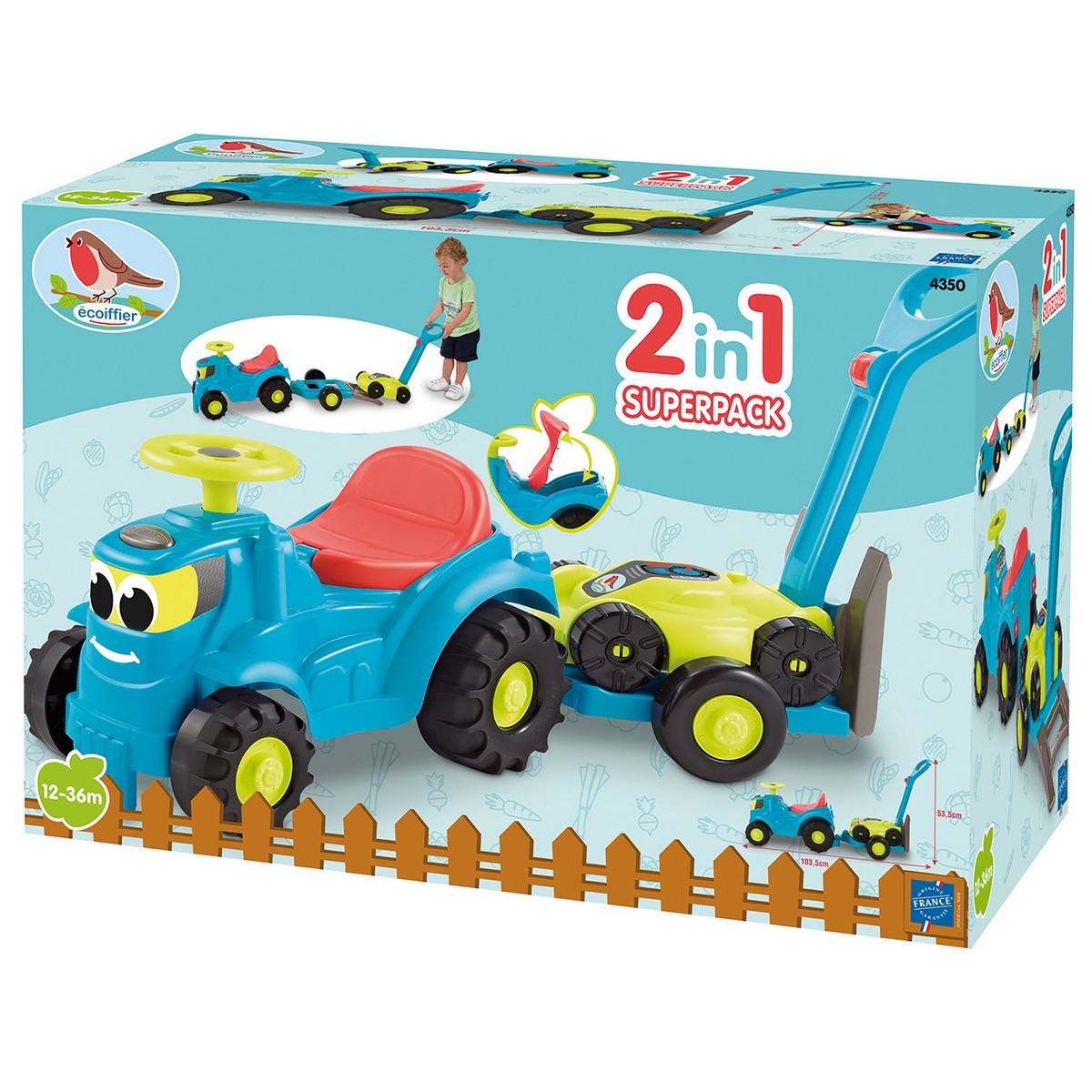 Trehjuling Ecoiffier Trailer Tractor Extraktor Släp - 10