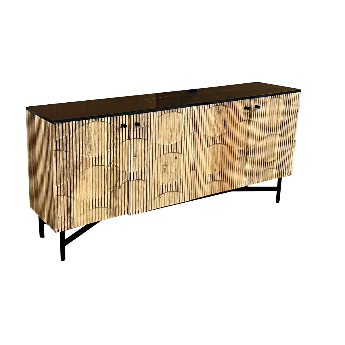 Skänk Home ESPRIT Svart Naturell Marmor Akaciaträ 175 x 40 x 76 cm