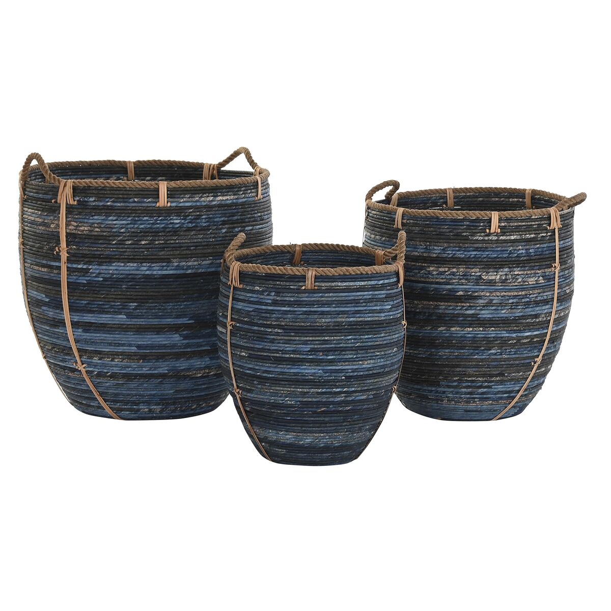 Korg - set DKD Home Decor Marinblå 56 x 56 x 60 cm