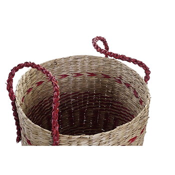 Korg - set DKD Home Decor Naturell Röd Sjögräs (2 pcs) (34 x 34 x 40 cm)