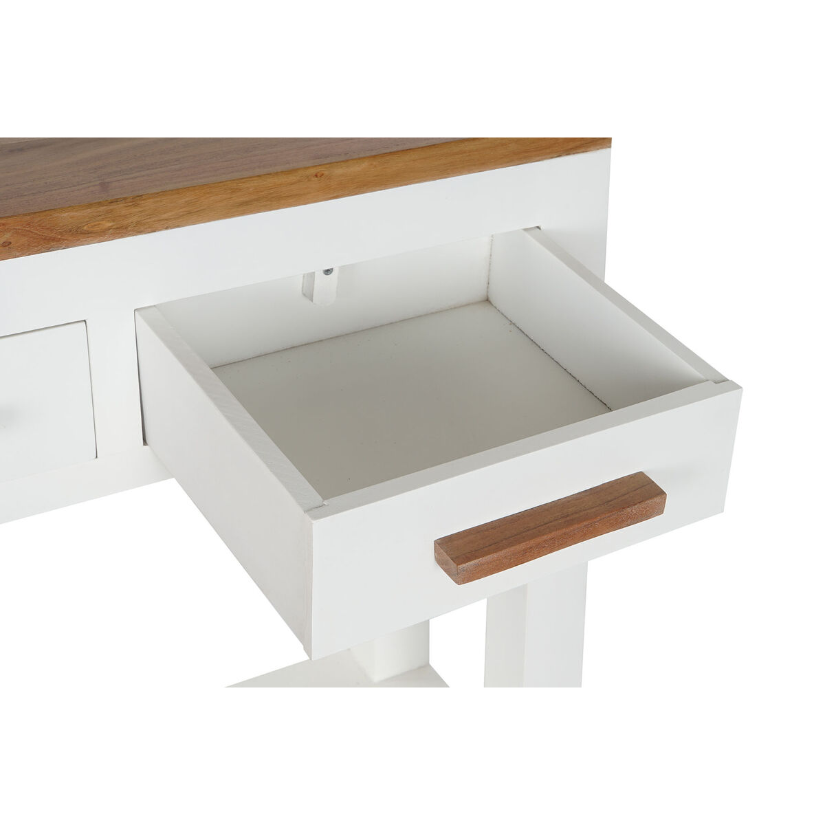 Sidobord DKD Home Decor Vit Brun Akaciaträ Mangoträ 110 x 30 x 80 cm - 3