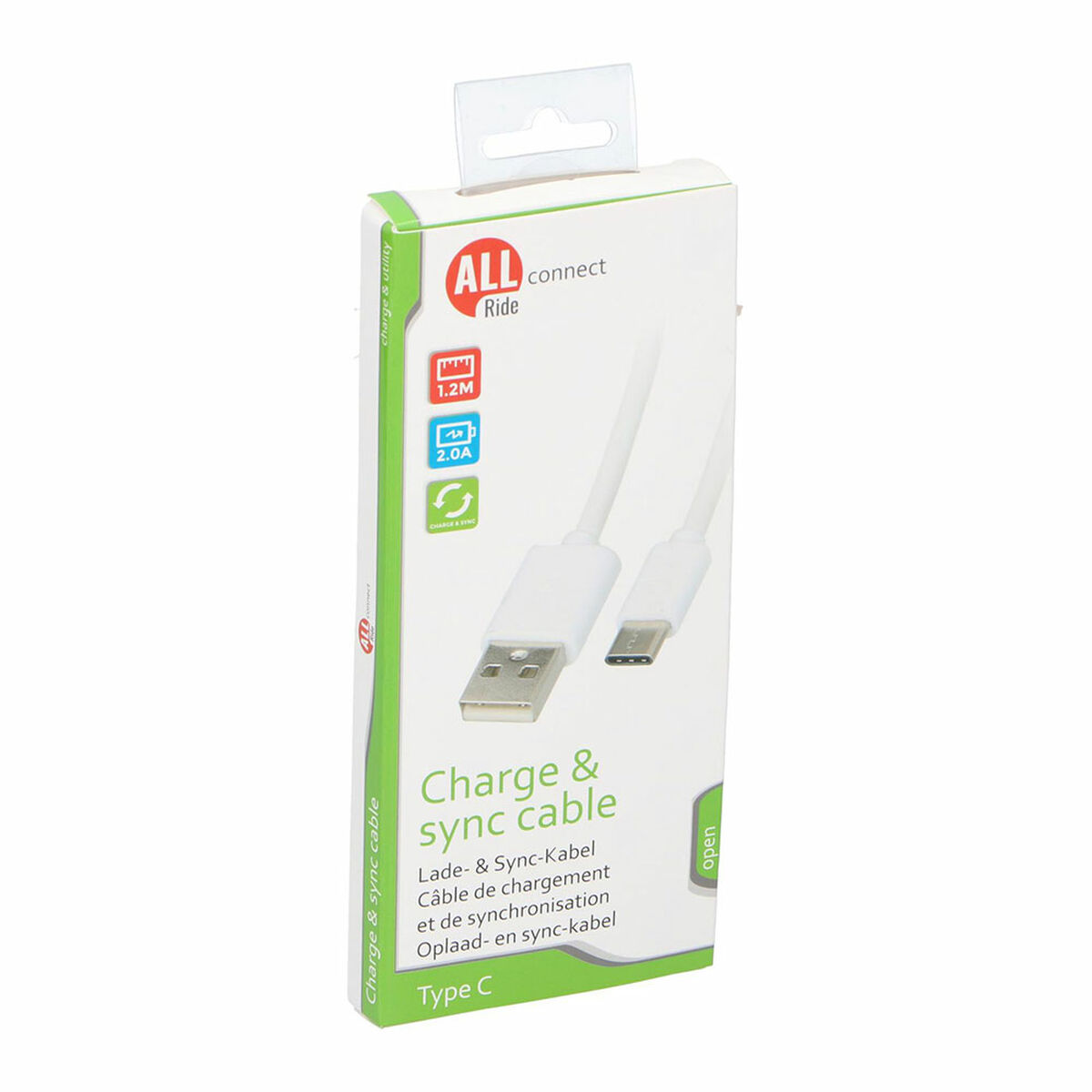 USB-C-kabel All Ride Vit 1,2 m - 2