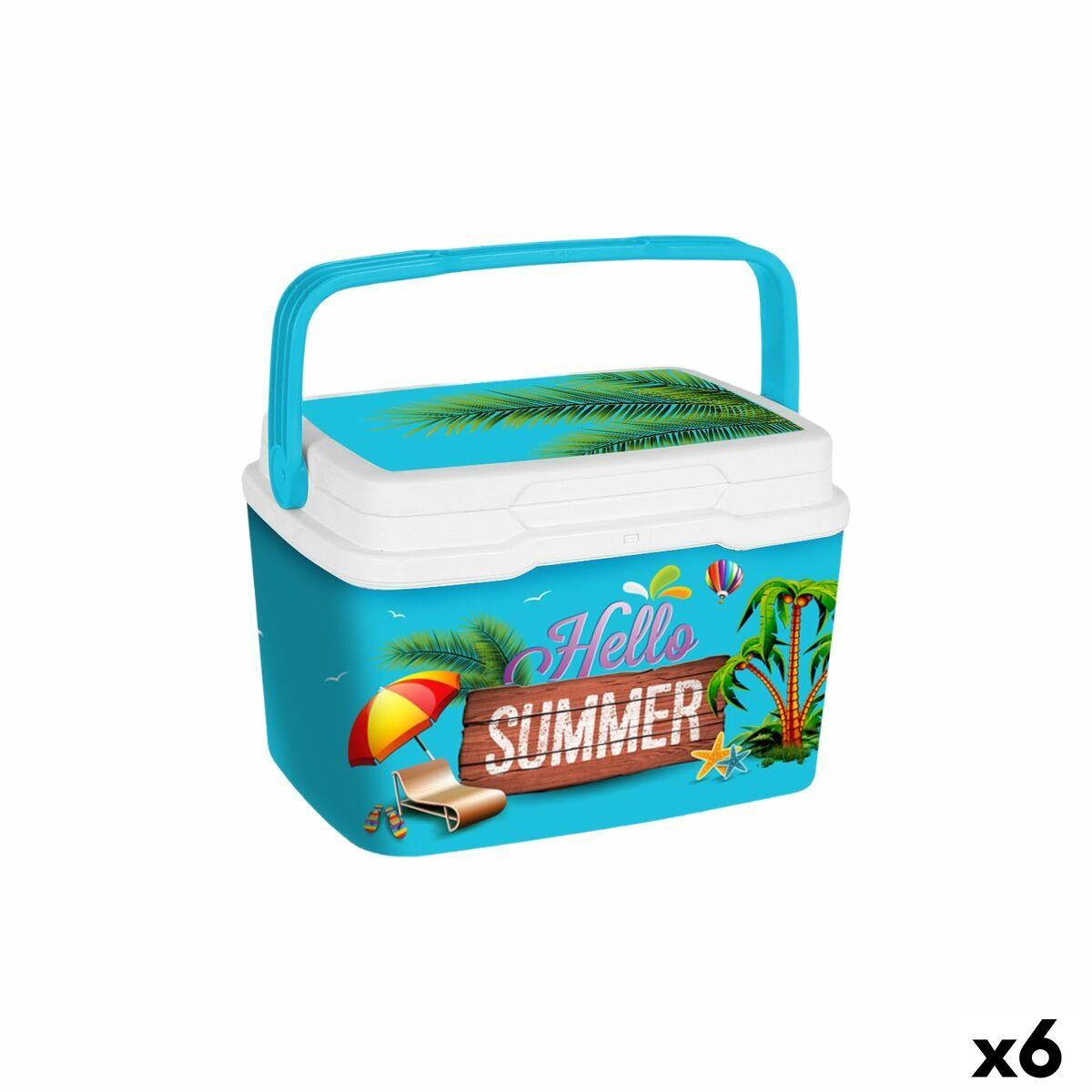 Bärbar kyl Aquapro Hello Summer Multicolour 5 L 28 x 22 x 19 cm (6 antal)