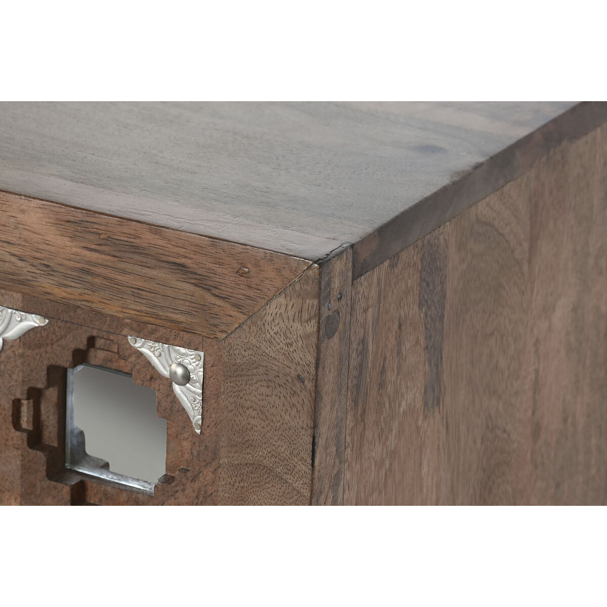 Skänk Home ESPRIT Brun Svart Silvrig Naturell Mangoträ Speglar 150 x 38 x 80 cm - 7