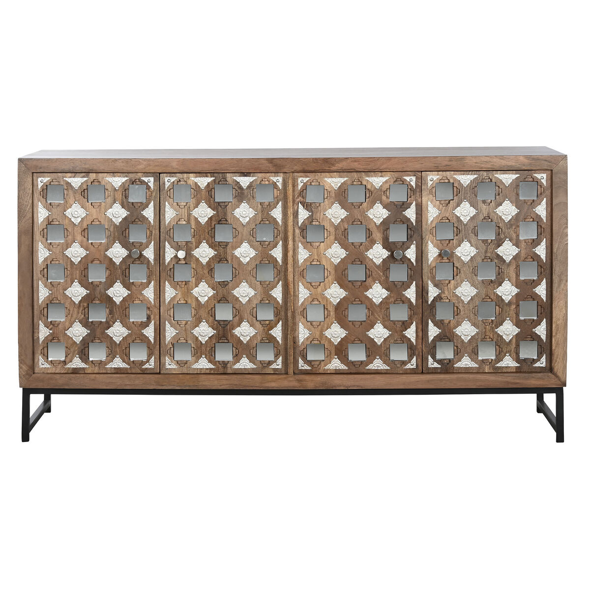 Skänk Home ESPRIT Brun Svart Silvrig Naturell Mangoträ Speglar 150 x 38 x 80 cm - 2