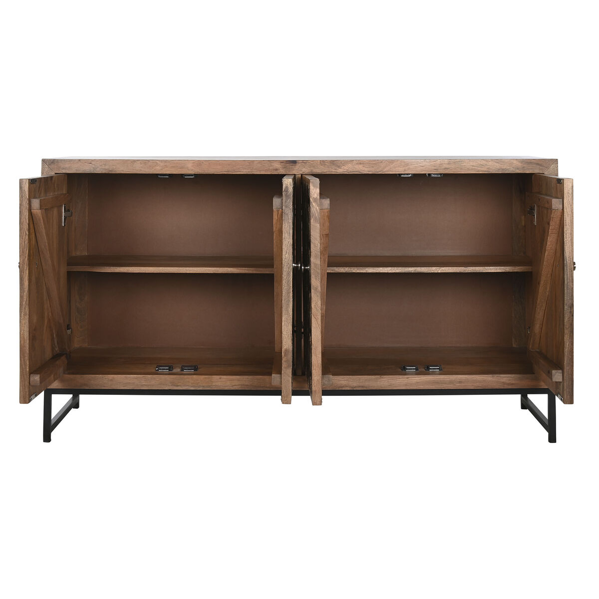 Skänk Home ESPRIT Brun Svart Silvrig Naturell Mangoträ Speglar 150 x 38 x 80 cm - 8