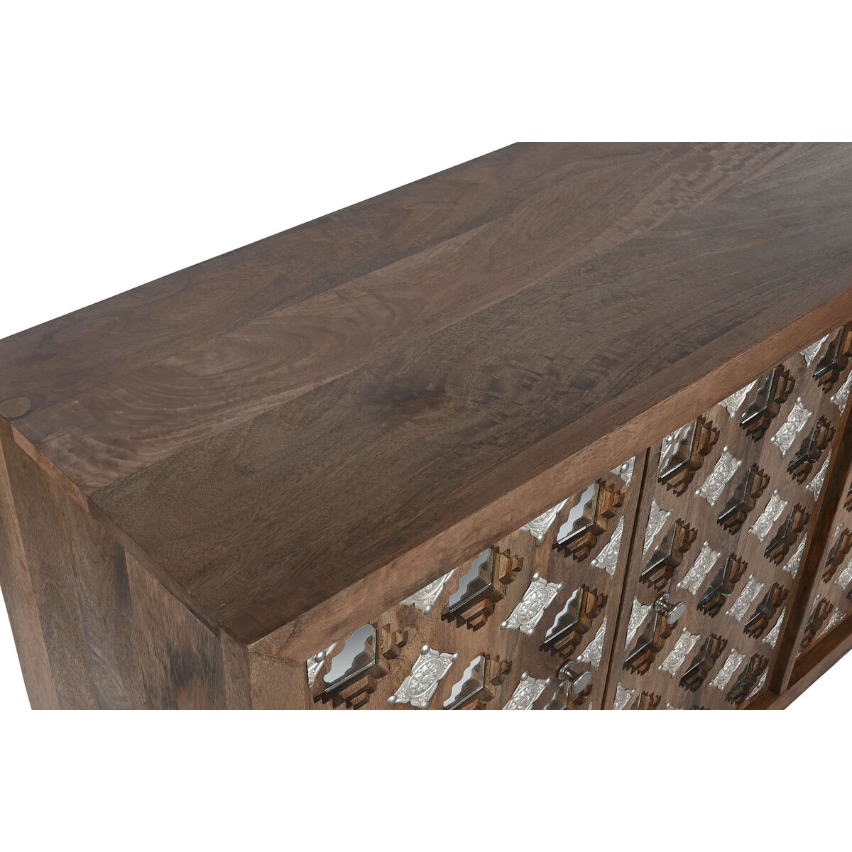 Skänk Home ESPRIT Brun Svart Silvrig Naturell Mangoträ Speglar 150 x 38 x 80 cm - 9