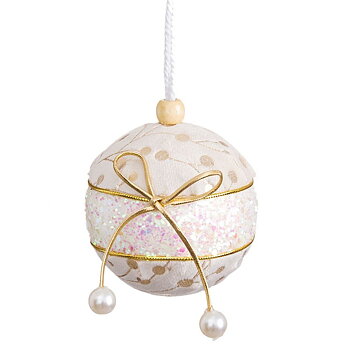 Julgranskulor Vit Gyllene Polyfoam Tyg Lasso 6 x 6 x 6 cm (6 antal)