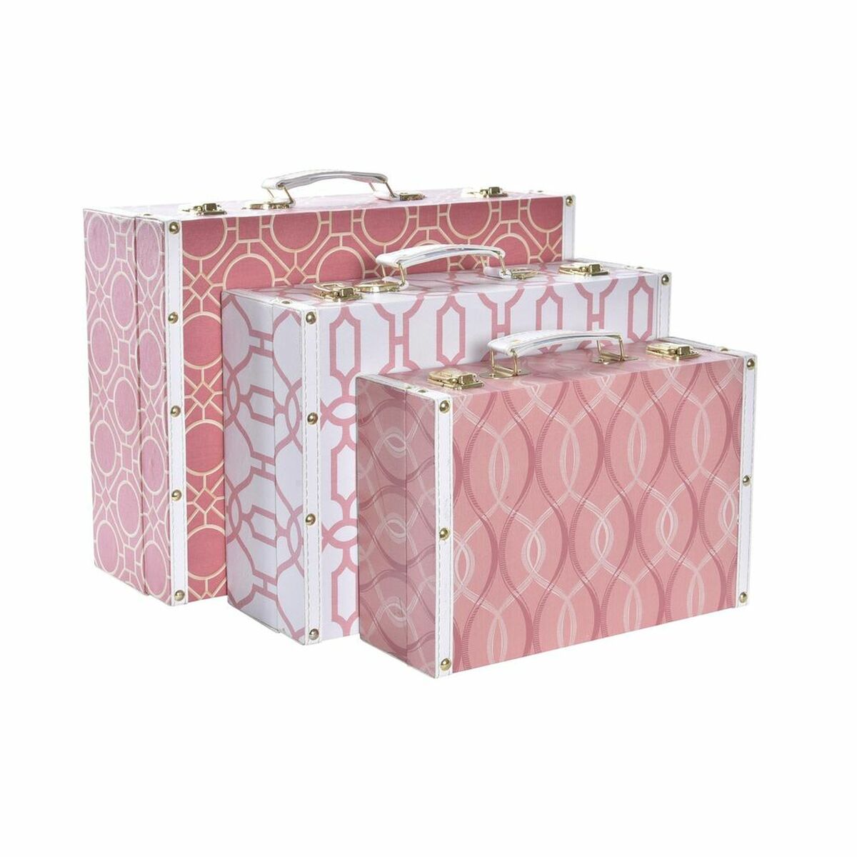 Uppsättning med Dekorativa Lådor DKD Home Decor Kanvas Trä (40 x 31 x 15 cm) - 4