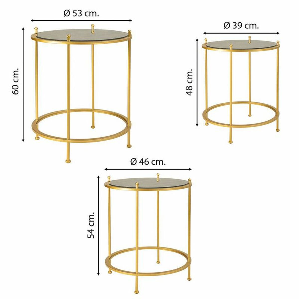 3-bordsset Alexandra House Living Guld 53 x 60 x 53 cm - 5