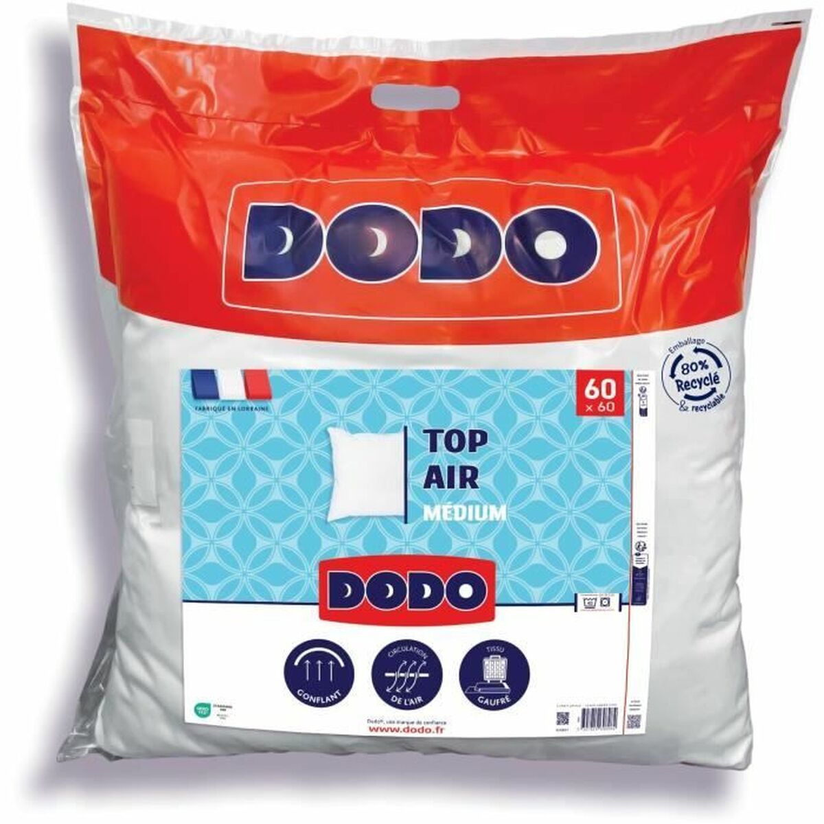 Kudden DODO MEDIUM TOP AIR Vit 60 x 60 cm