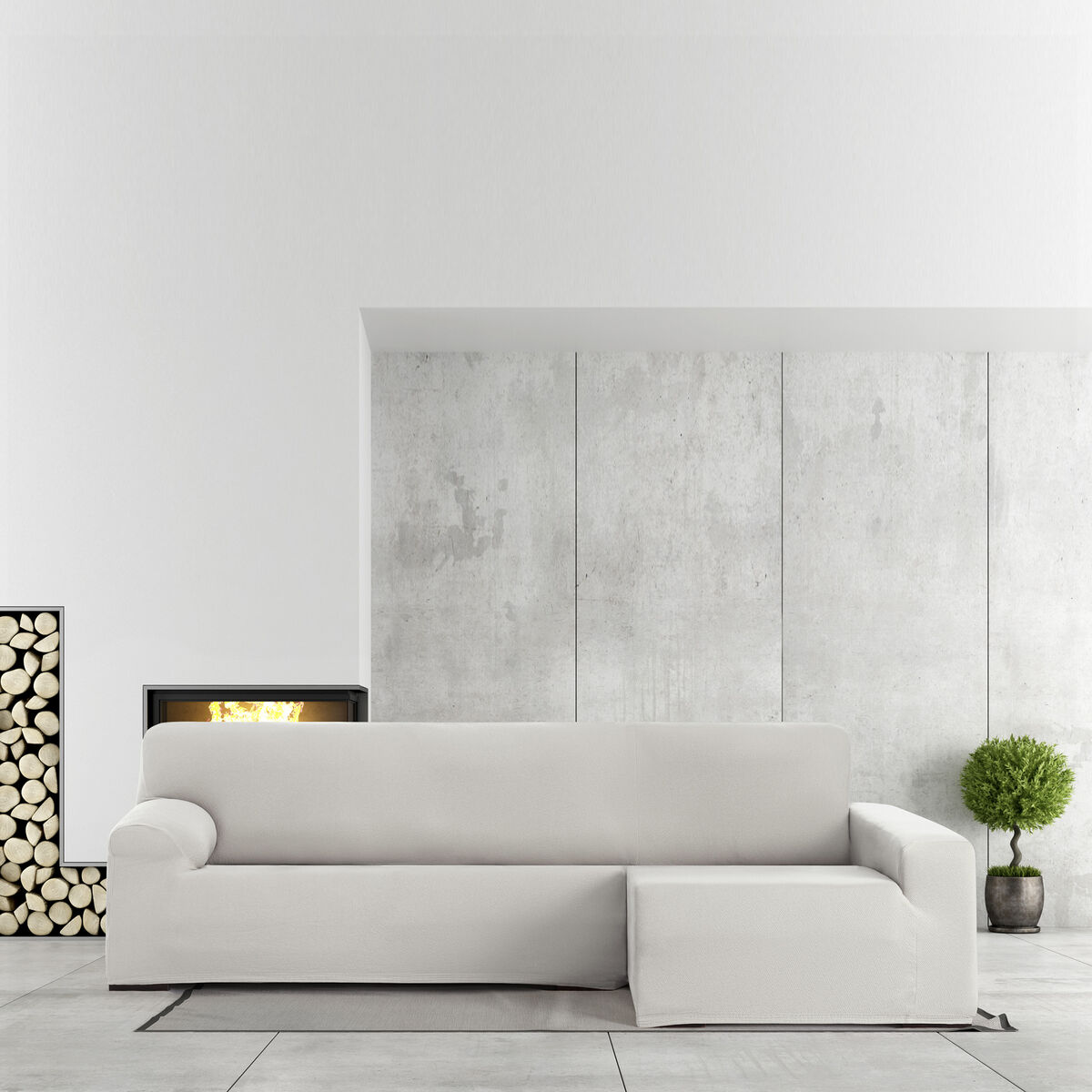 Skydd för chaise longue med lång högerarm Eysa BRONX Vit 170 x 110 x 310 cm - 11