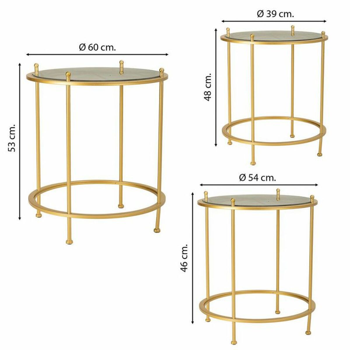 3-bordsset Alexandra House Living Guld 53 x 60 x 53 cm - 5