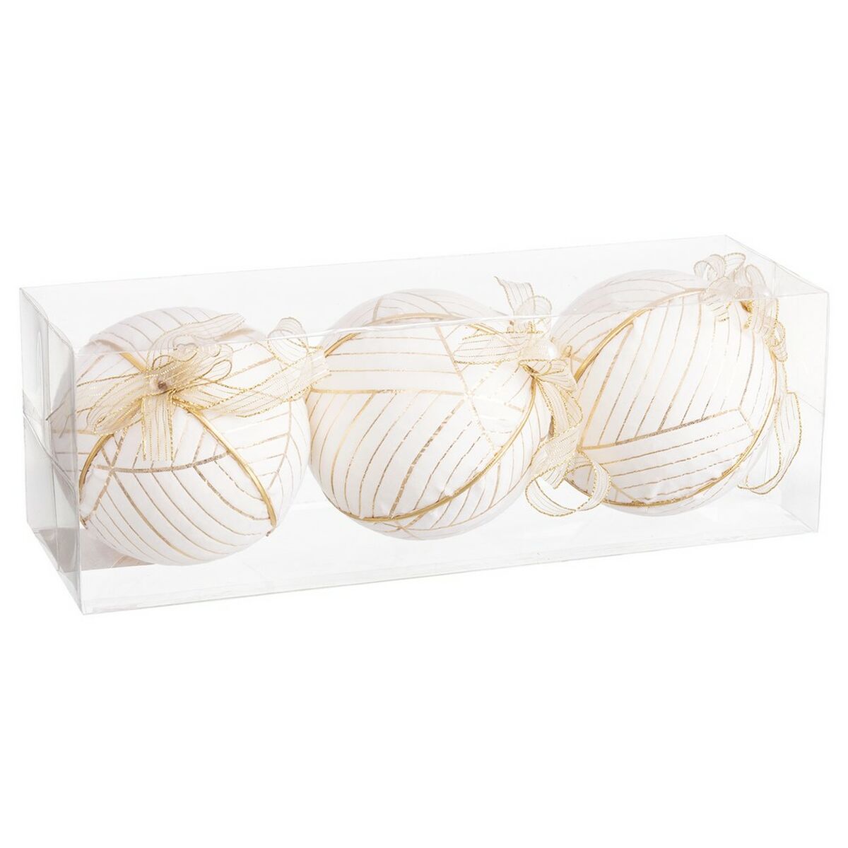 Julgranskulor Vit Polyfoam Tyg 10 x 10 x 10 cm (3 antal) - 2