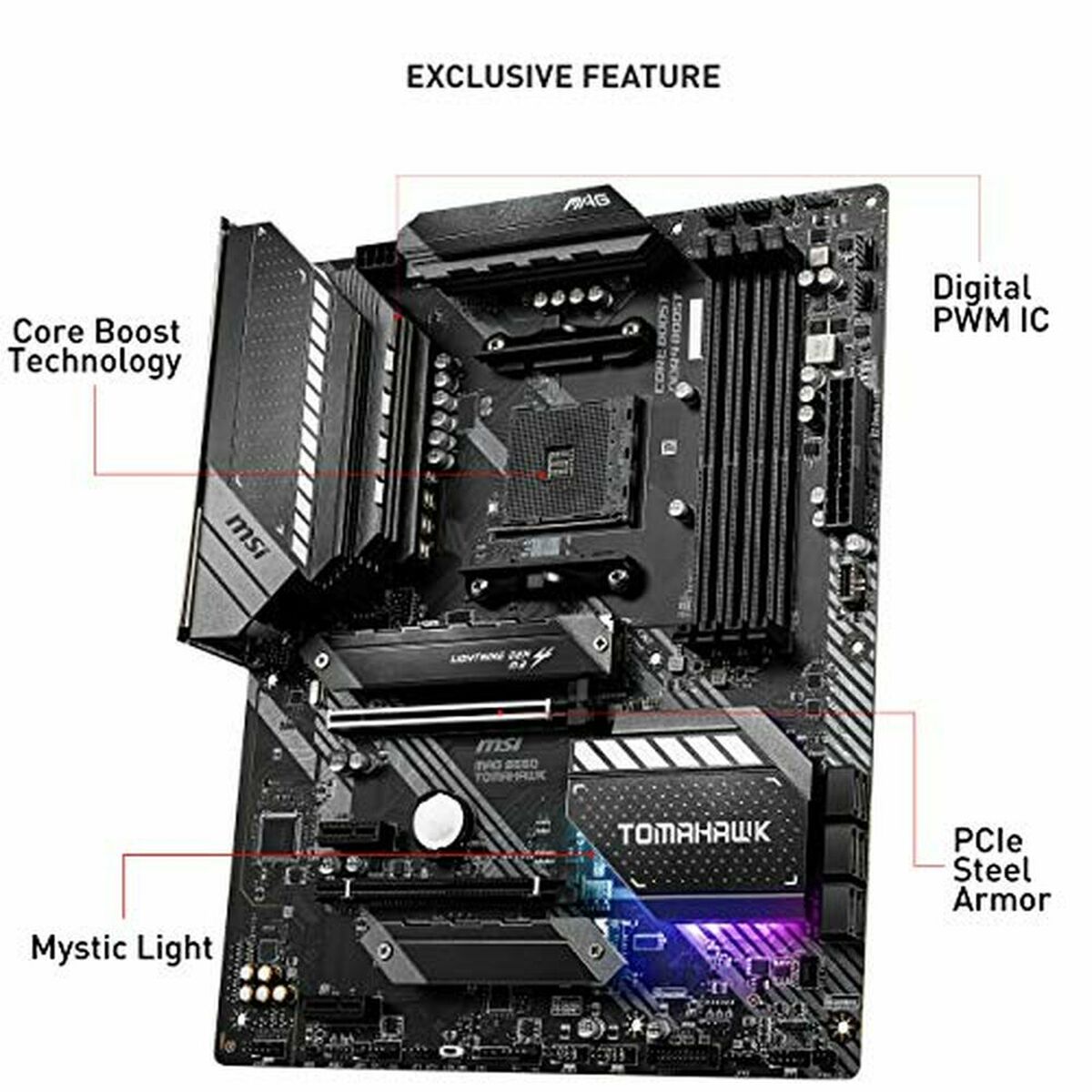 Moderkort MSI MAG B550 TOMAHAWK ATX DDR4 AM4 AMD B550 AMD AMD AM4