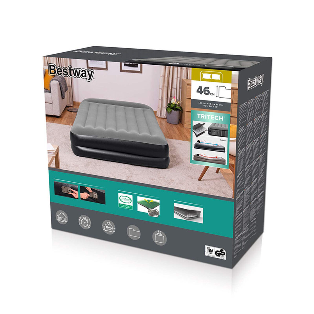 Bestway Dubbelsäng med Motor 203x152x46 cm Uppblåsbar och Camping 67403 - 2