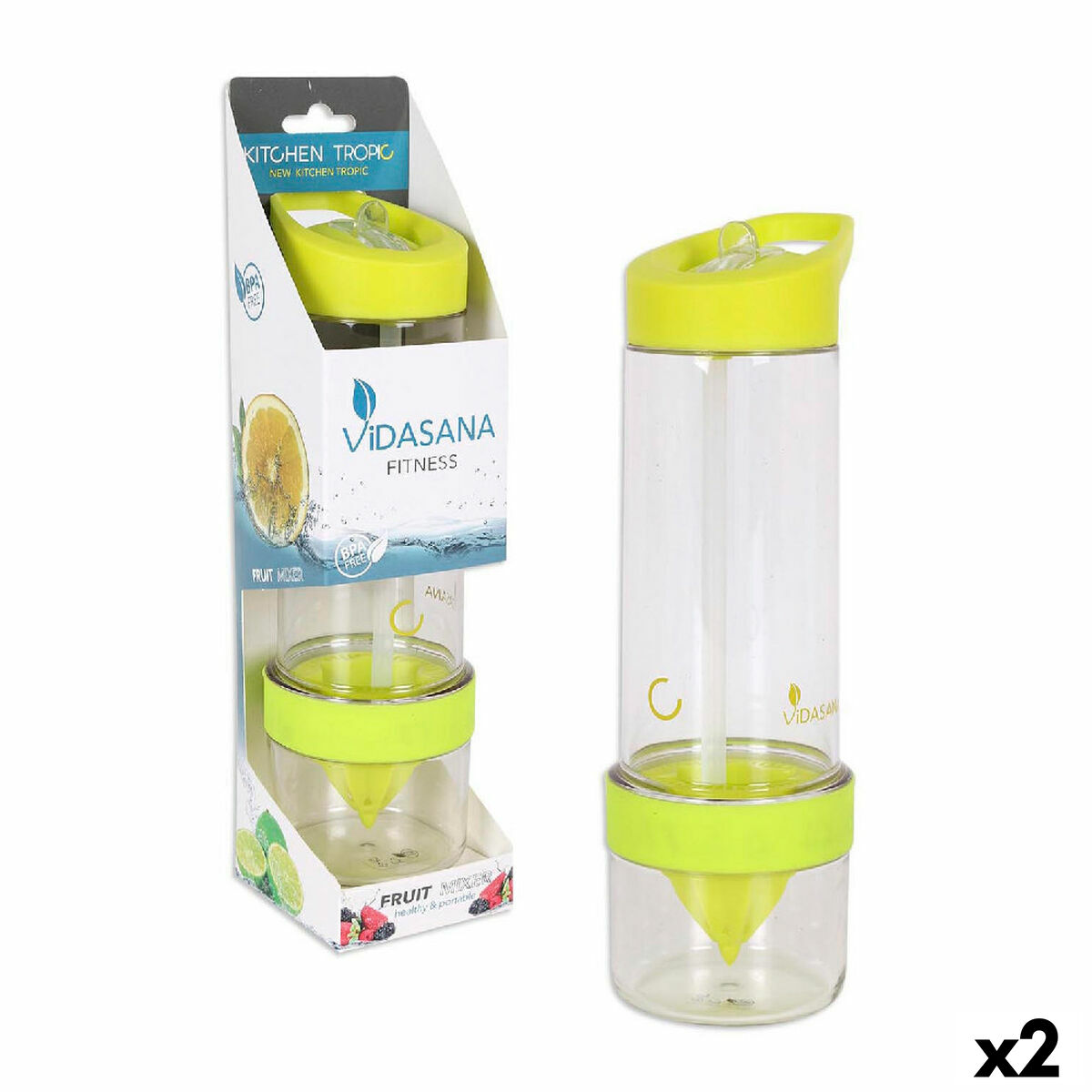 Flaska Kitchen Tropic Gul 7,5 x 24,5 cm Mixer (2 antal) - 3