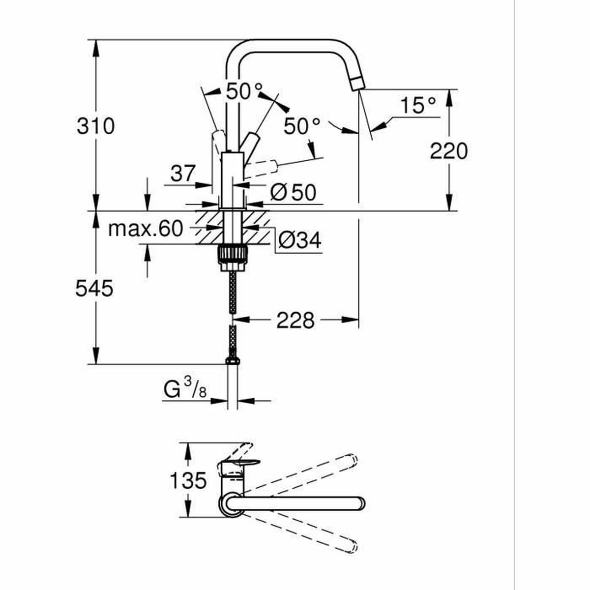 Blandare Grohe GROHE Start Svart Svart matt Mässing C-formad - 3