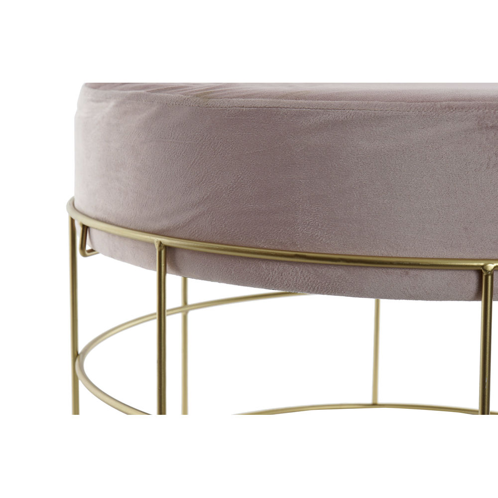 Fotpall DKD Home Decor Gyllene Metall Polyester Ljusrosa (60 x 60 x 37.5 cm) - 2
