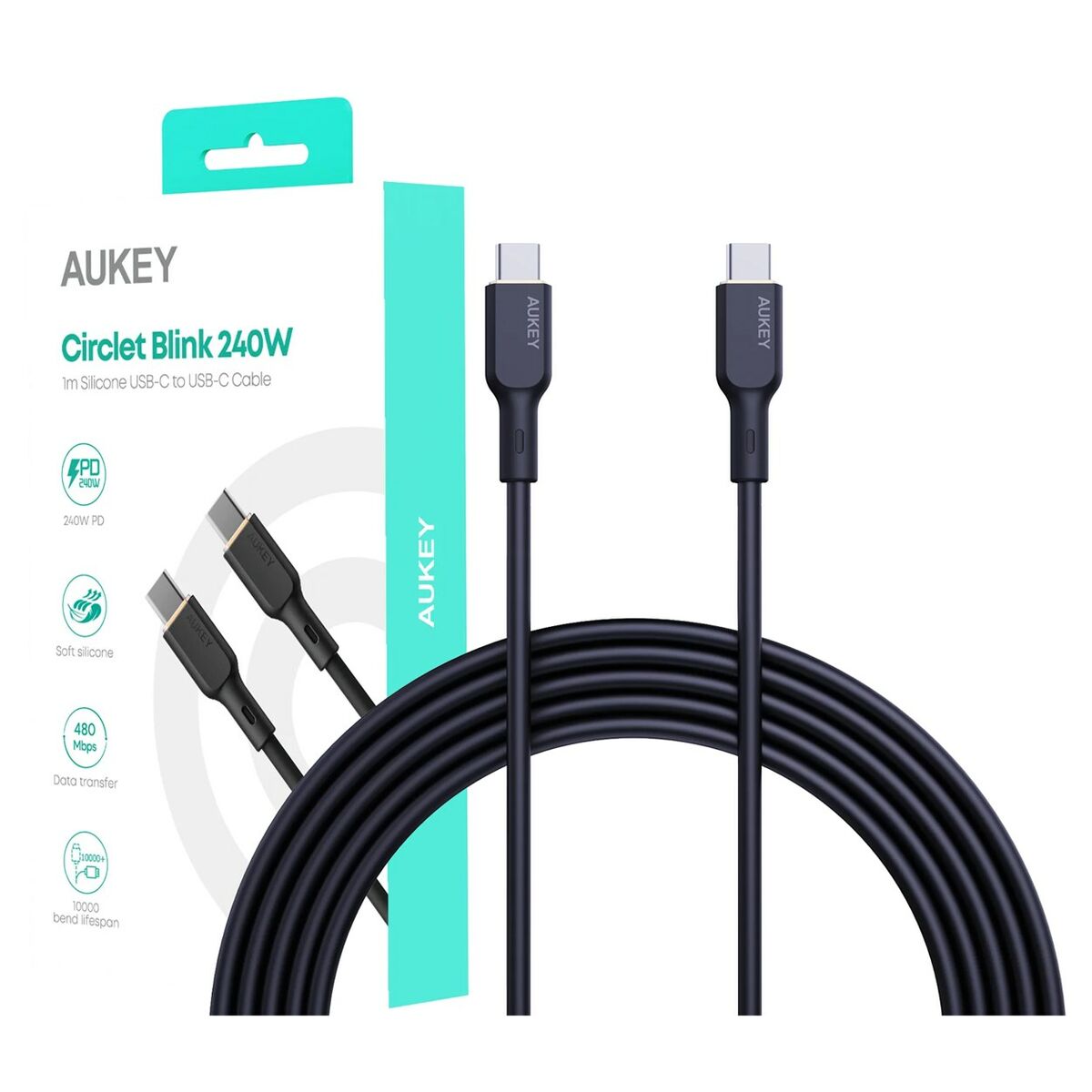 USB-kabel Aukey CB-SCC241 Svart 1 m 240 W - 5