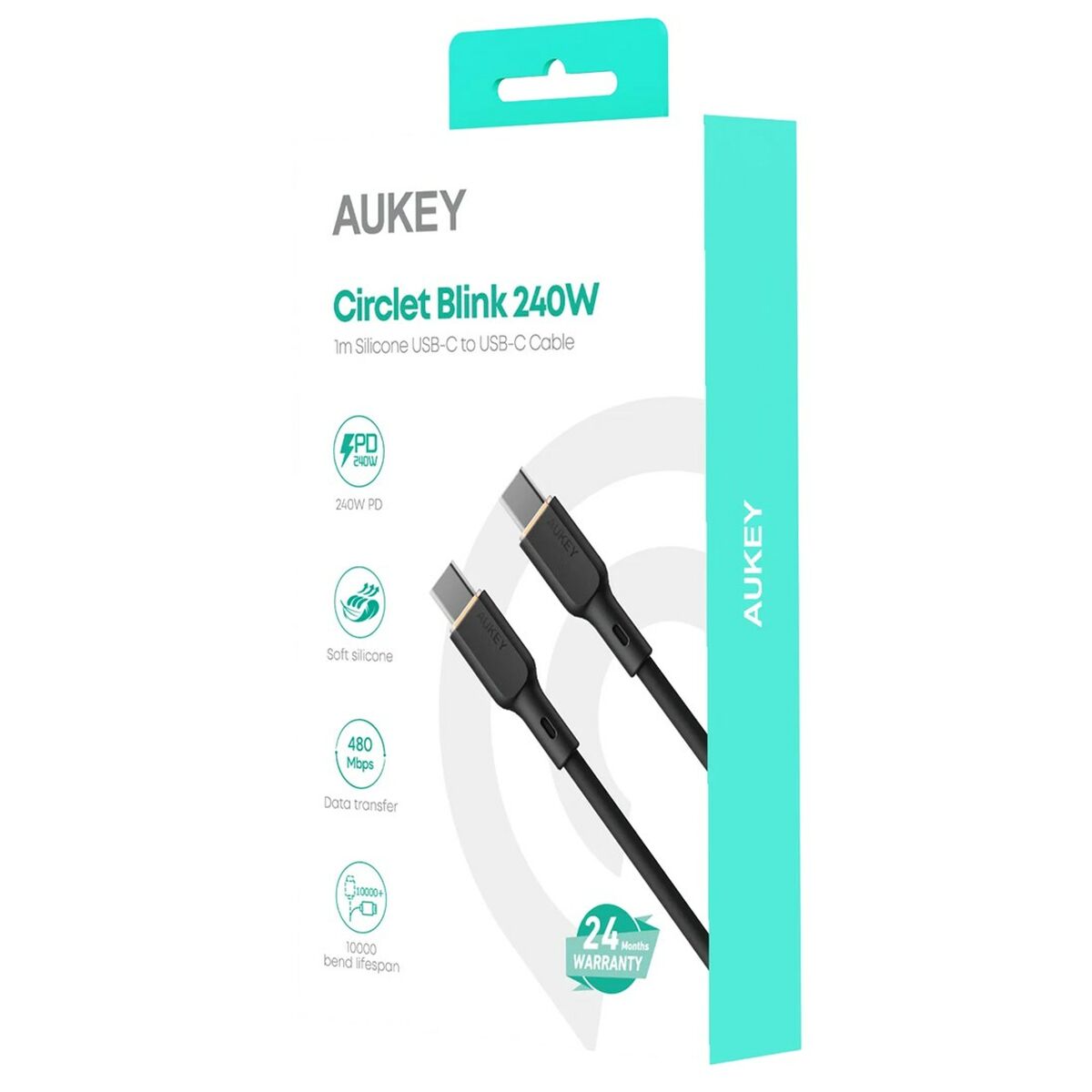 USB-kabel Aukey CB-SCC241 Svart 1 m 240 W - 4