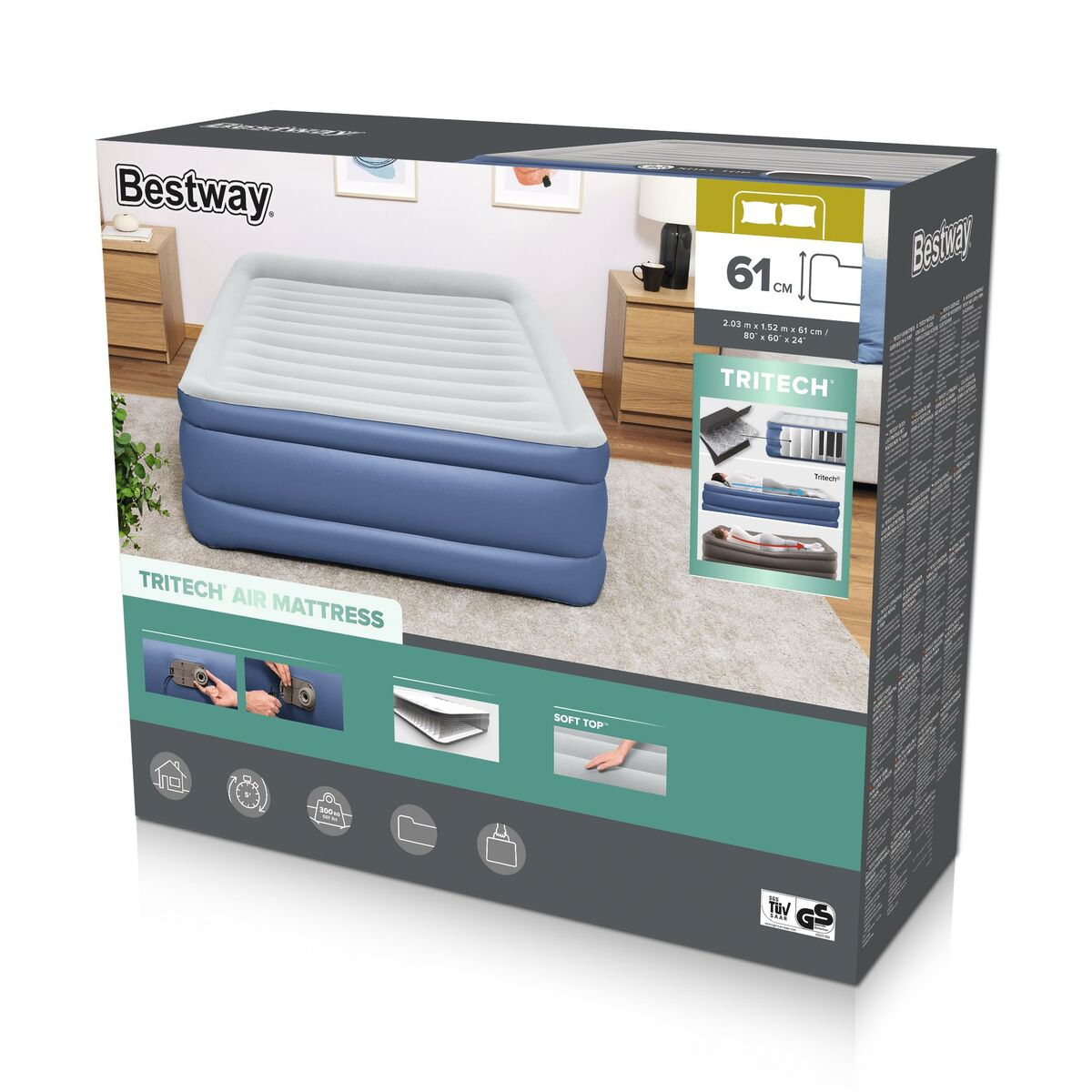 Bestway Cama Doble Motor 203x152x61 cm Hinchable y Camping 67690 - 3