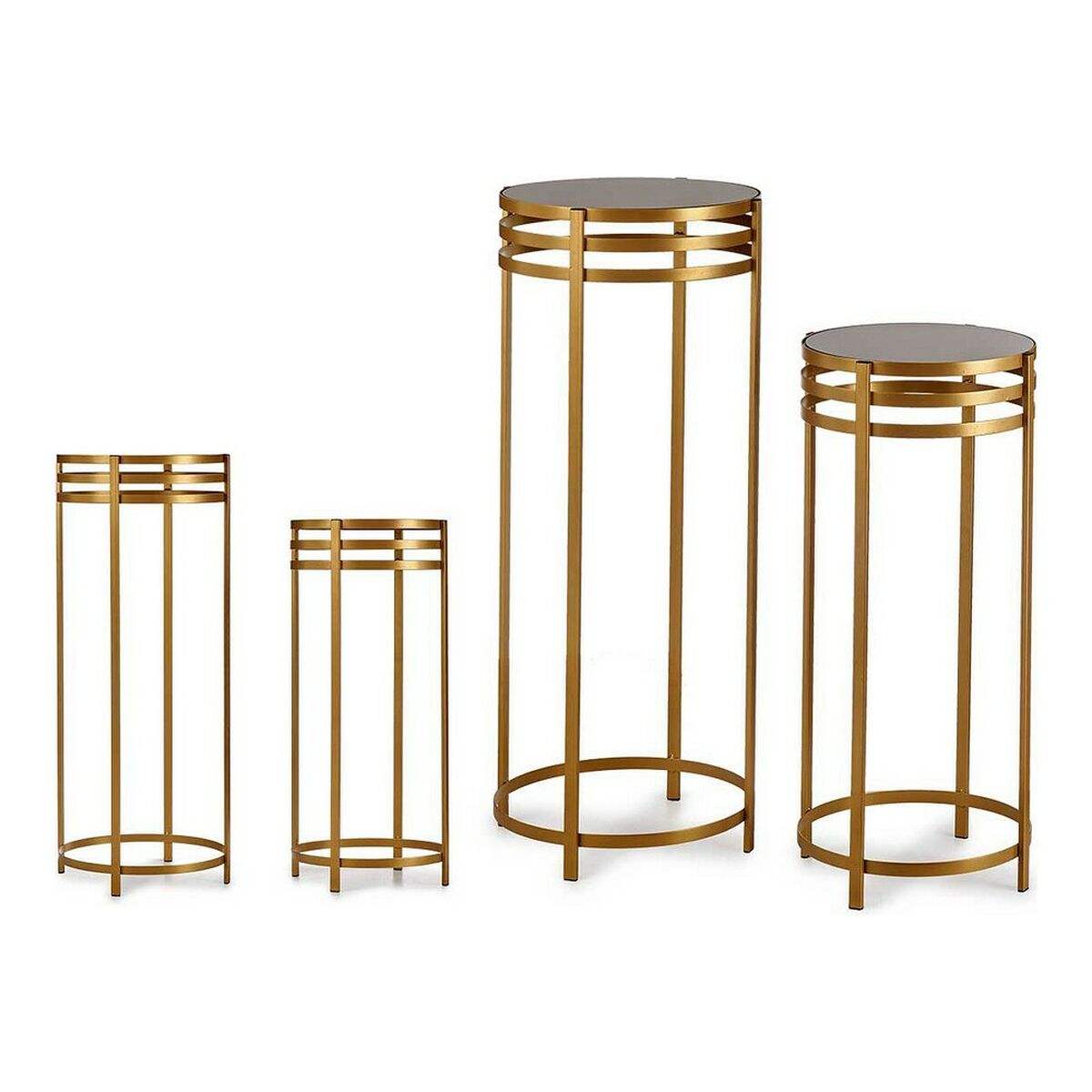 2-bordsset Gift Decor Svart Gyllene Metall Glas 42,5 x 105 x 42,5 cm - 6