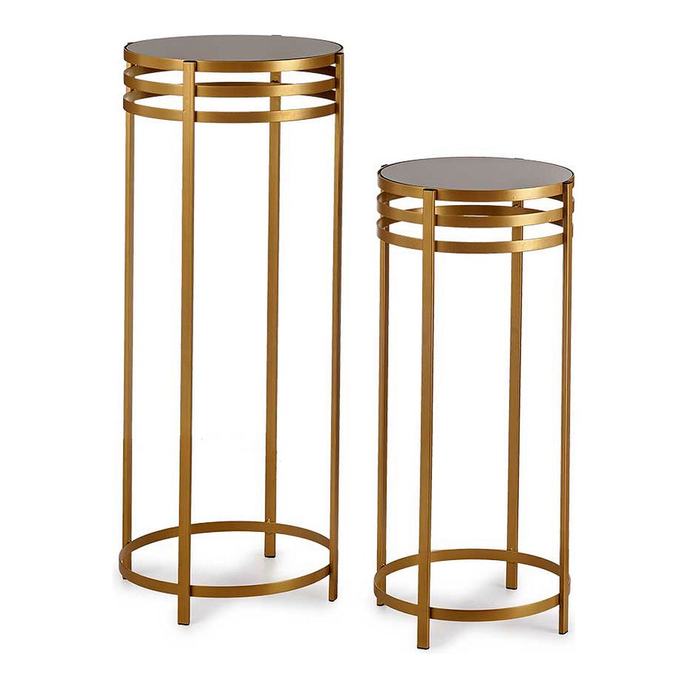 2-bordsset Gift Decor Svart Gyllene Metall Glas 42,5 x 105 x 42,5 cm