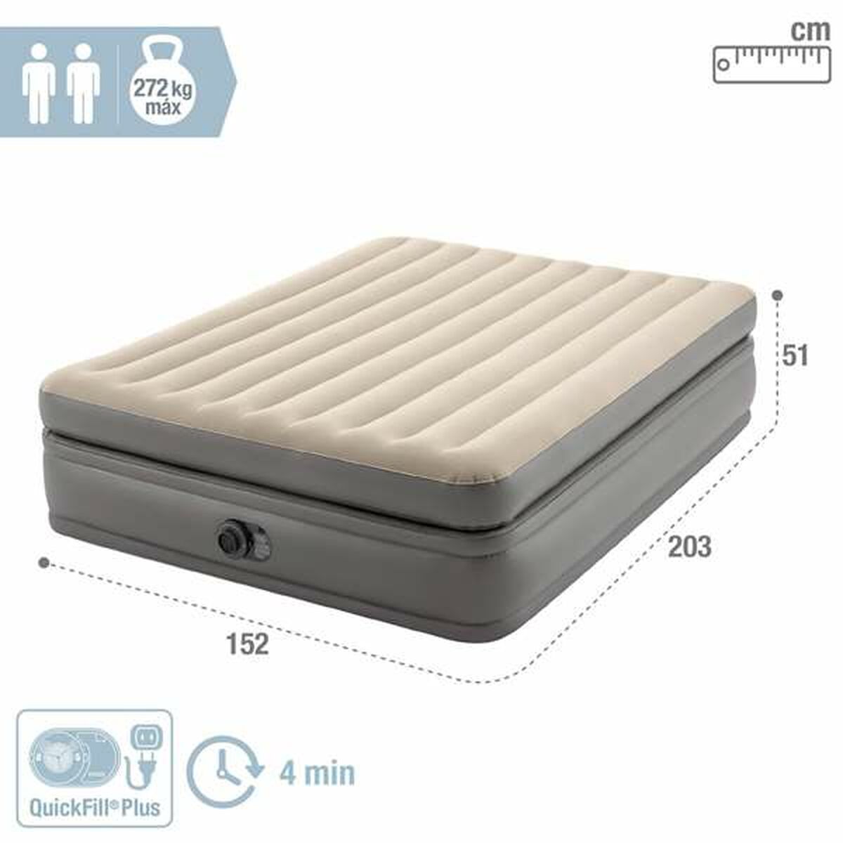 Uppblåsbar madrass Intex Queen Comfort Elevated 152 x 51 x 203 cm - 5