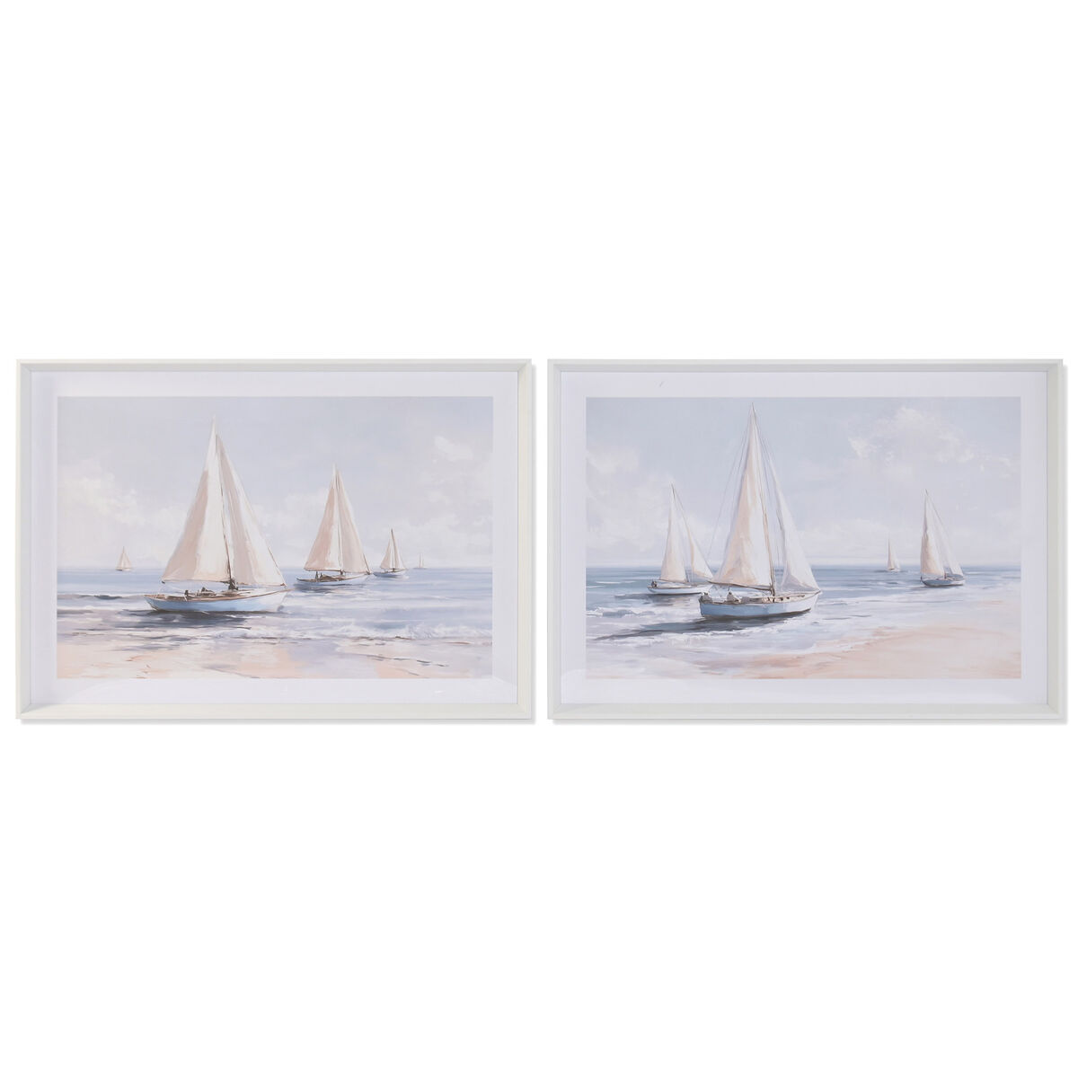 Kanvas Home ESPRIT Blå Segelbåtar Medelhavs 100 x 2,5 x 70 cm (2 antal)