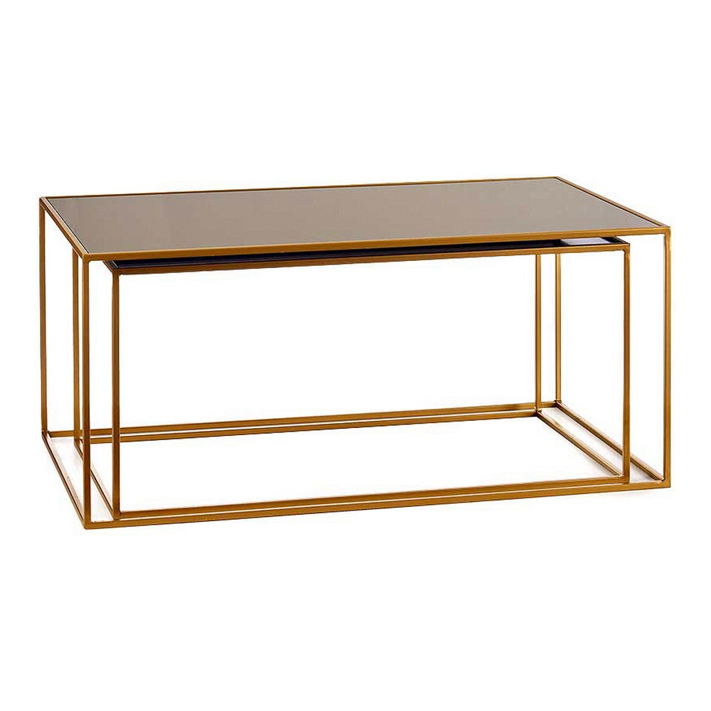 2-bordsset Gift Decor Svart Gyllene Metall Glas 55 x 40 x 90 cm