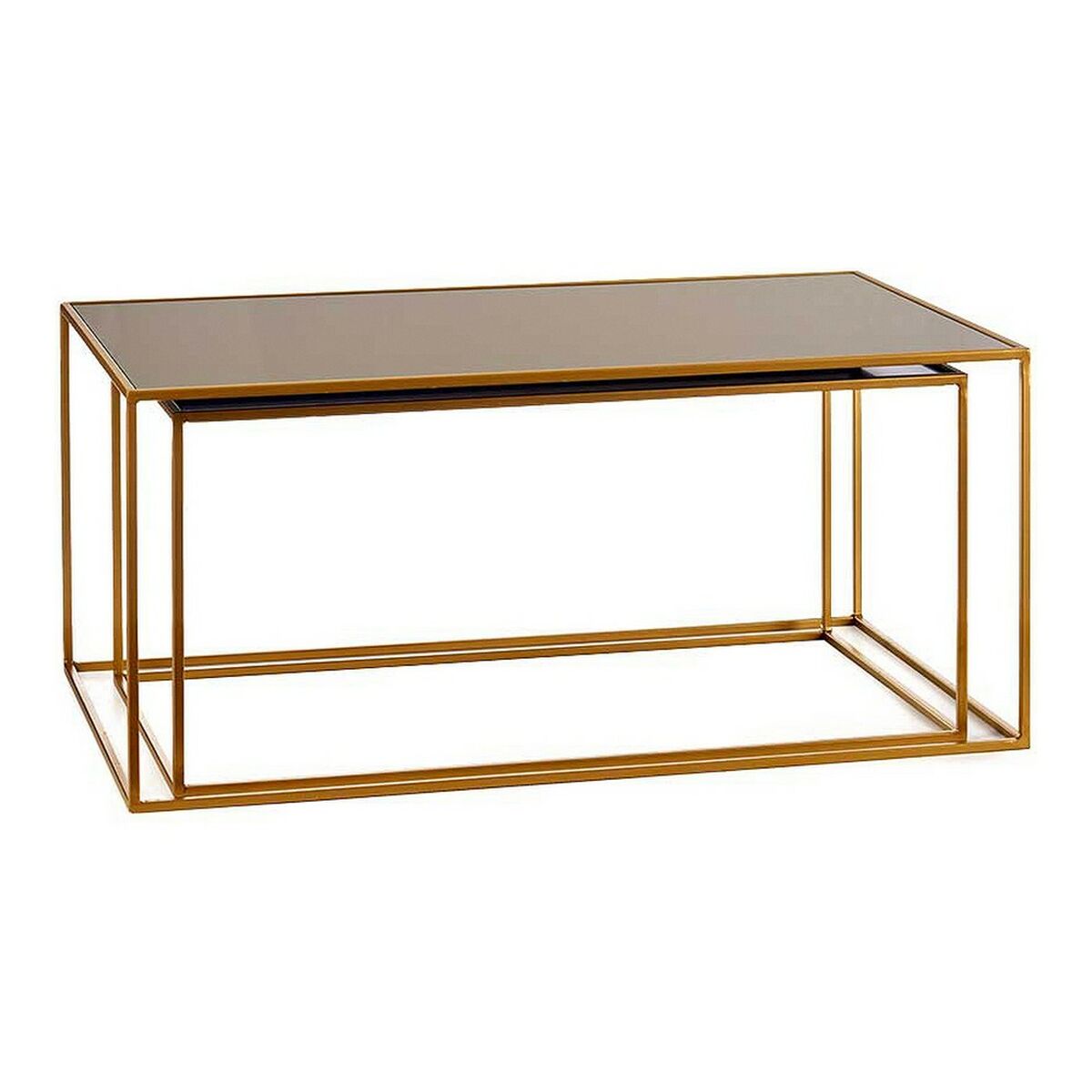 2-bordsset Gift Decor Svart Gyllene Metall Glas 55 x 40 x 90 cm - 2