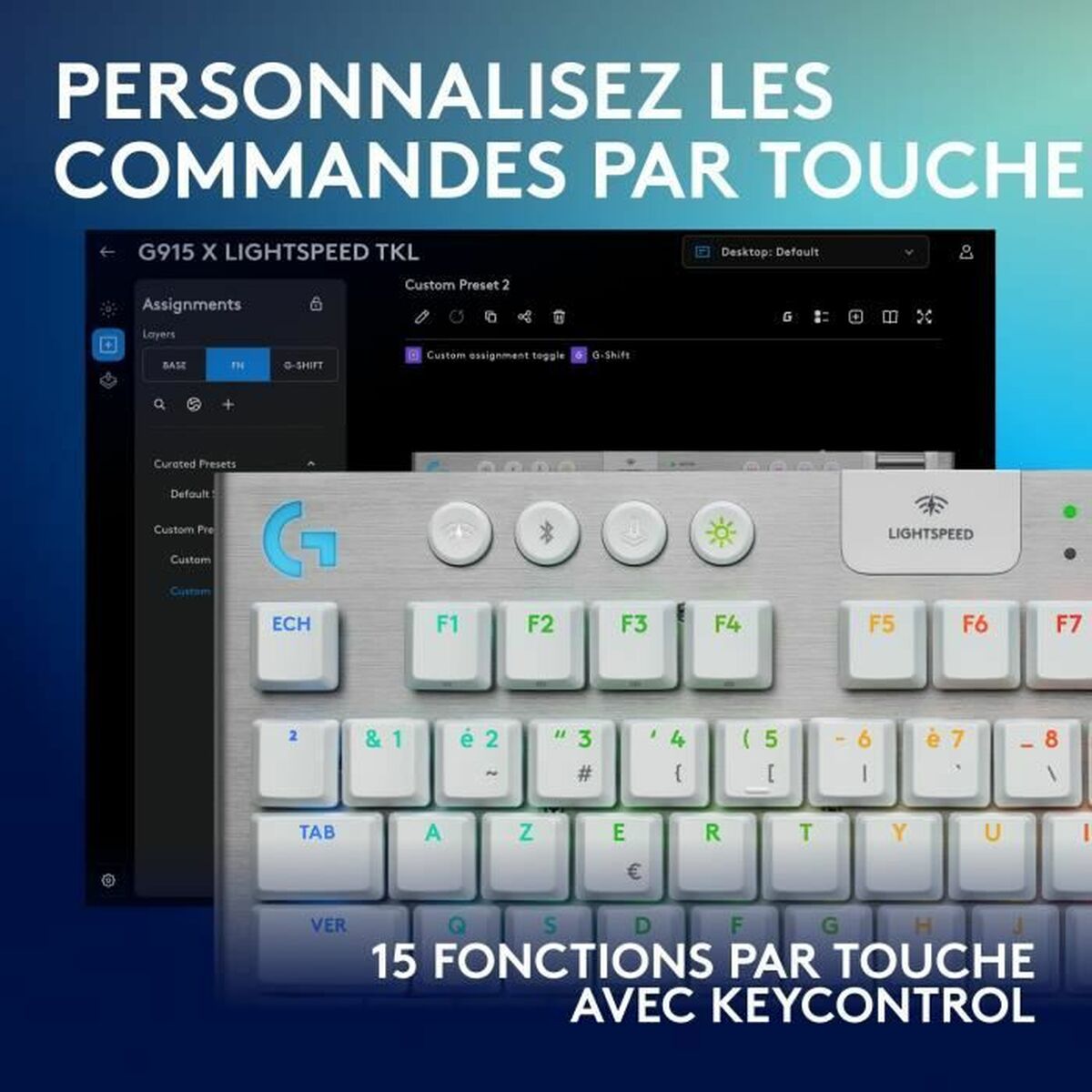 Tangentbord Logitech G915 X Vit Franska AZERTY - 4