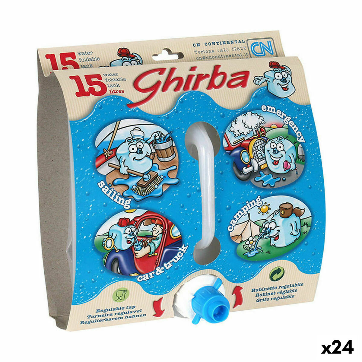 Vattenflaska GHIRBA Hopfällbar 25 x 25 x 25 cm (24 antal)