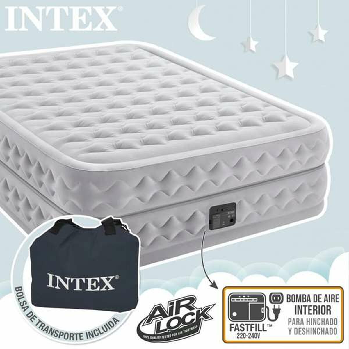 Uppblåsbar madrass Intex 152 x 203 x 51 cm 272 kg - 3