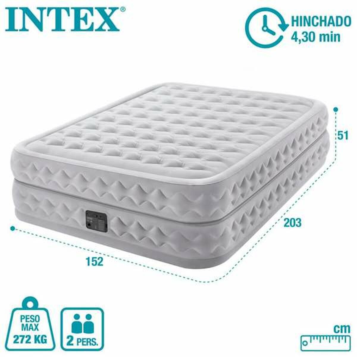 Uppblåsbar madrass Intex 152 x 203 x 51 cm 272 kg - 6
