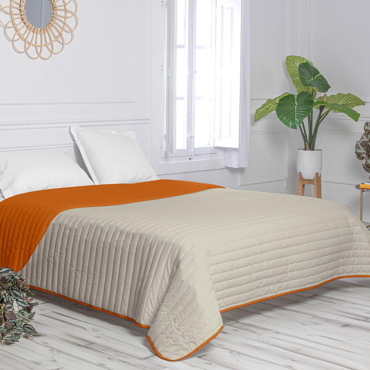 Vändbart överkast HappyFriday Basic Dash Orange 180 x 260 cm - 6