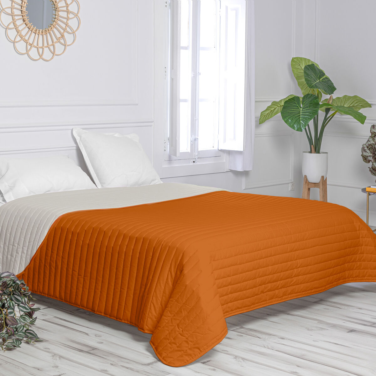 Vändbart överkast HappyFriday Basic Dash Orange 180 x 260 cm - 3