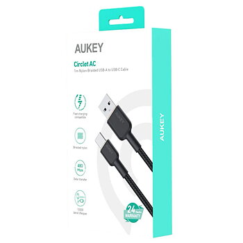 USB-C-kabel till USB Aukey CB-NAC1 Svart 1 m