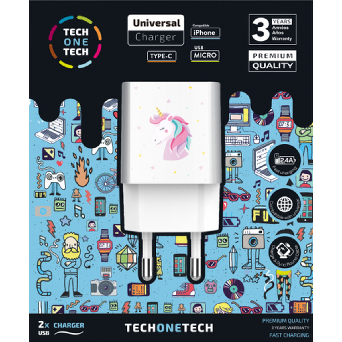 Väggladdare Tech One Tech TEC2501 Vit (1 antal)